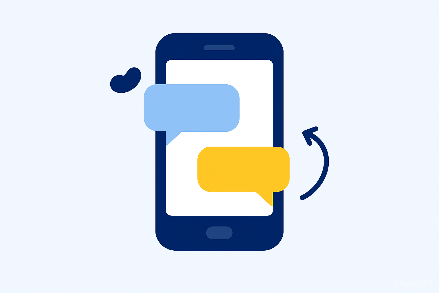 Abstract communication illustration (smartphone with messages)